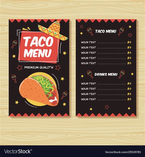 Taco Menu Mexican Food Menu Print Template Vector Image