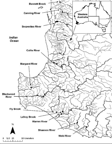 The South West Coast Drainage Division Of Western Australia Showing