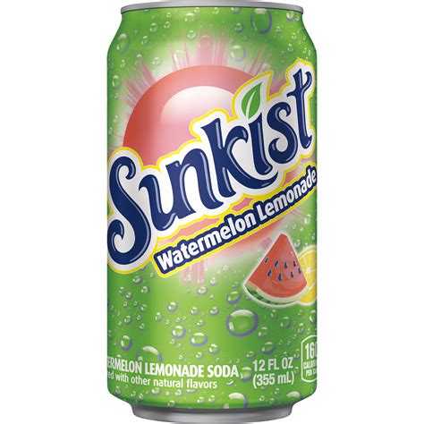 Sunkist Watermelon Lemonade Soda 12 Fl Oz Cans 12 Pack