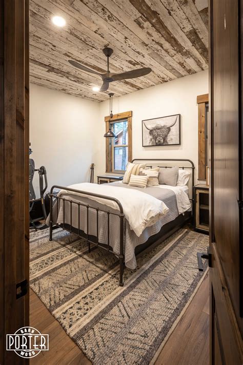 Speckled White Bedroom Ceiling Porter Barn Wood