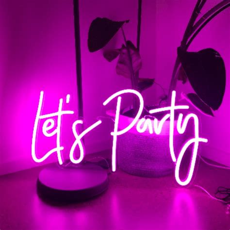 Lets Party Neon Sign Pink Neon Light Pink Neon Sign Neon