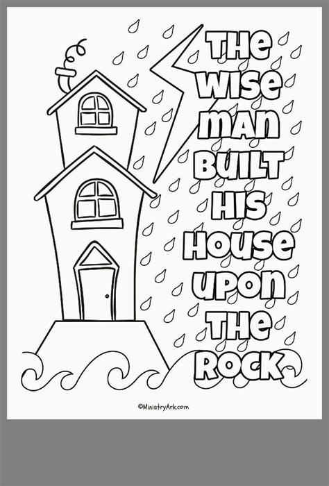 The House Built on the Rock - Coloring Page - SundaySchoolist