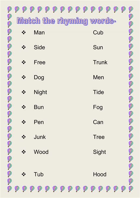 Free printable online worksheets for kindergarten to 8th grade. Rhyming words Interactive worksheet
