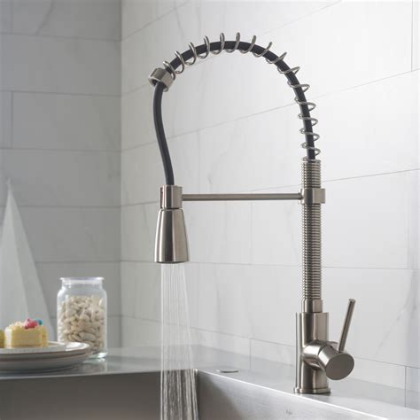The latest word in kitchen design, kraus commercial faucets have open coil spouts with an industrial look perfect for the modern kitchen. Kraus KPF1612SS Single Handle Stainless Steel Commercial ...