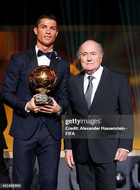 Ballon Dor Winner Cristiano Ronaldo Poses With His Real Madrid Team