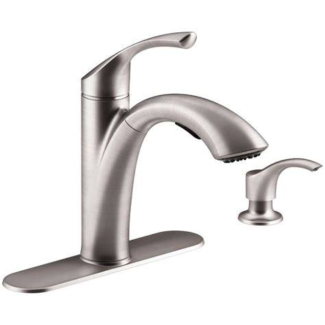Kitchen faucets are available in a broad range of finishes including brass, bronze, chrome, enamel, nickel, and stainless steel. KOHLER Mistos Single-Handle Pull-Out Sprayer Kitchen ...
