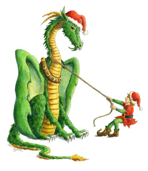 Christmas Dragon and Elf | The Dragons of Heidi Buck | Christmas dragon, Dragon, Dragon pictures