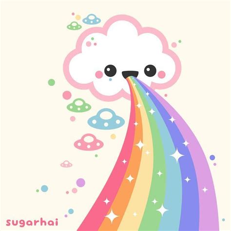 Cute Cloud With Rainbow Kawaii Background Cute Kawaii Drawings Cute