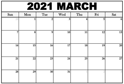 Better yet, why not download different styles for different months of 2021? Blank March 2021 Calendar Monthly Template ...