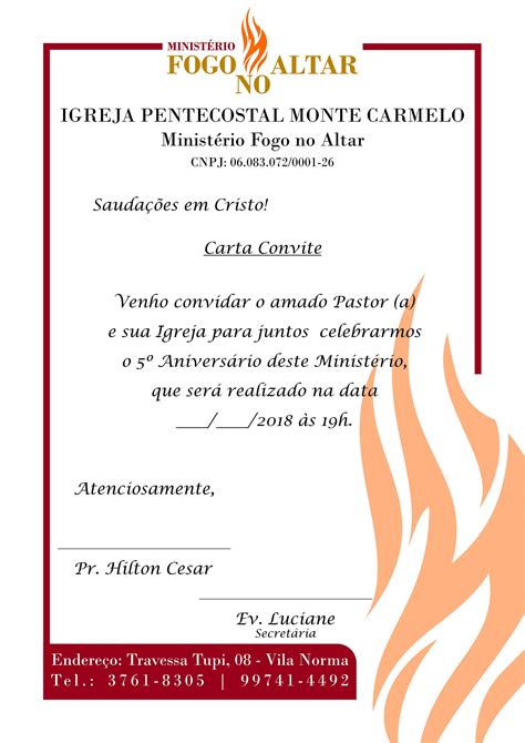 22jun2018 Timbradofogo No Altar Carta Convite Igreja A4