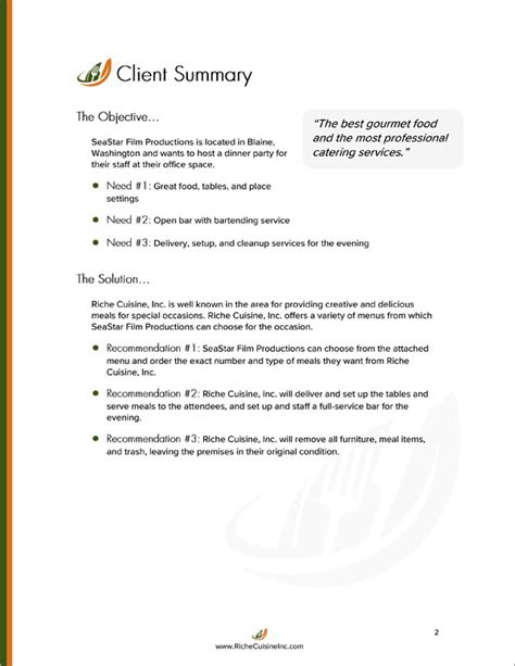 Food Services Catering Sample Proposal 5 Steps