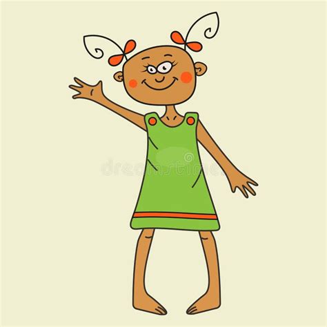 Funny Little Girl Waving Hand Stock Illustrations 726 Funny Little
