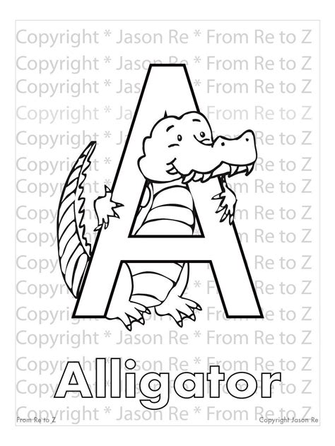 A Is For Alligator Abcs Coloring Page Alphabet Etsy