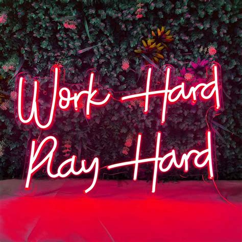 Work Hard Play Hard Neon Sign Office Game Room Motivational Neon Sign Luckyneon
