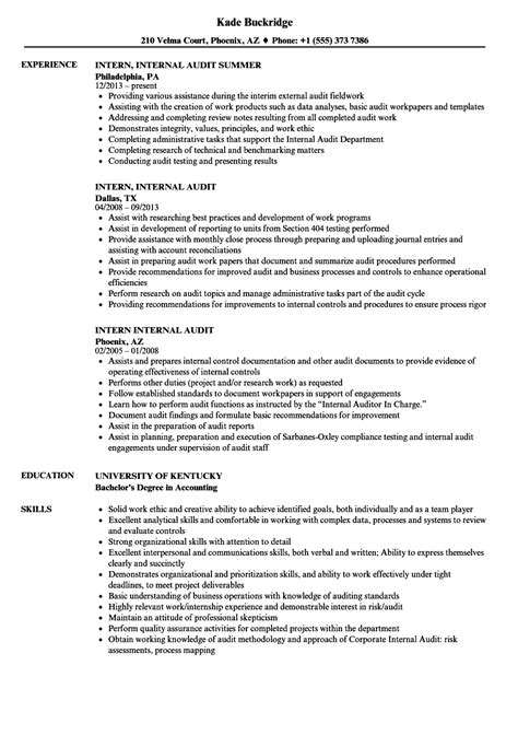 Development and modification of audit program for newly acquired plants. Intern Internal Audit Resume Samples | Velvet Jobs