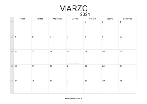 Calendario Marzo 2024 🧡 Da Stampare