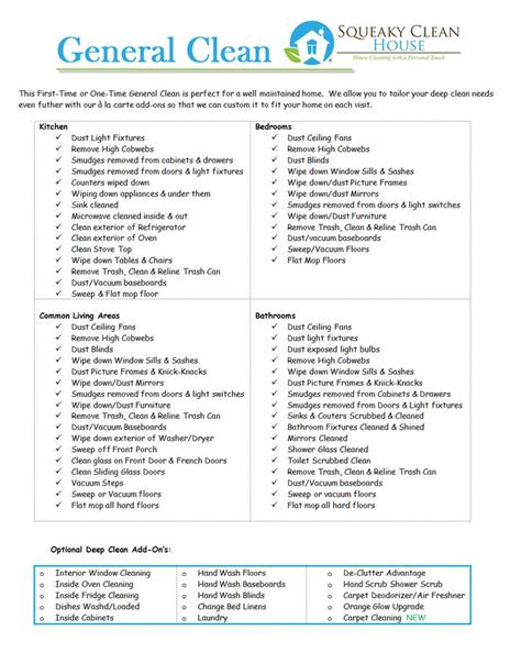 General Clean Image Clean House Deep Cleaning Checklist Cleaning