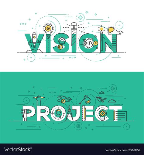 Flat Design Line Concept Banner Vision And Project