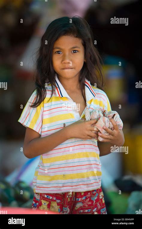 Young Cambodian Girl Photographed On An Island In The Mekong River