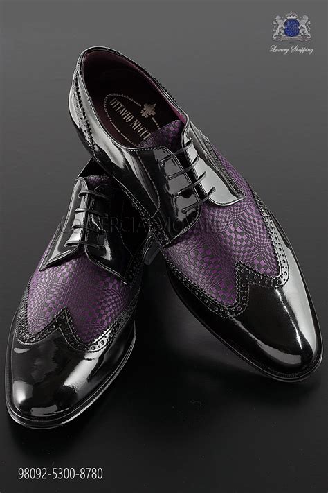 Black Leather With Purple Optical Ilussion Shoe Golf Style Mmmoyano