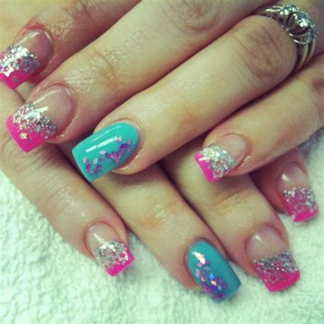 Pink Blue Acrylic Nail Designs Crazy Nail Designs Simple Nail Art