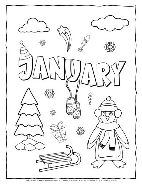 January Coloring Page Planerium Coloring Pages New Year Coloring