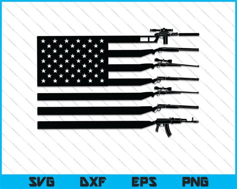 American Flag Made With Guns Svg Png Printable Files Creativeusarts