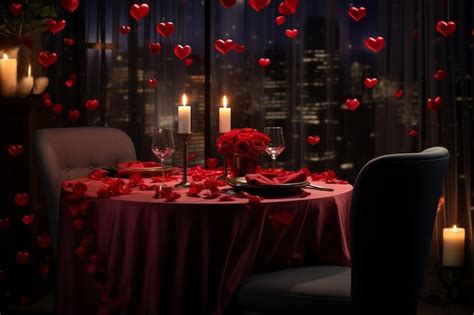 Premium Ai Image An Intimate Candlelit Dinner For Two With Red Rose 00479 03