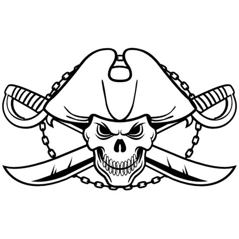 Evil Skull Pirate On Crossed Swords Sticker