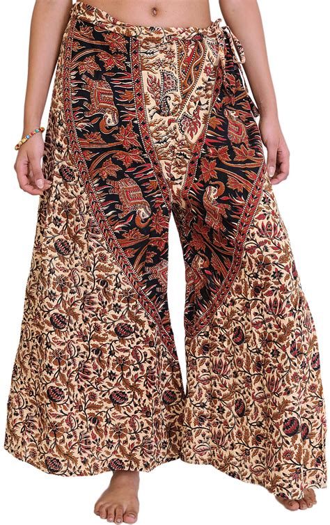 Casual Palazzo Pants From Pilkhuwa With Printed Flowers And Elephants