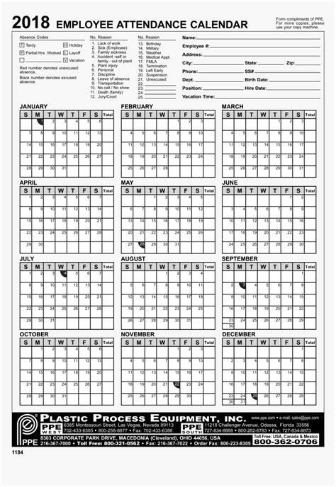 2020 Employee Attendance Template Calendar Template Printable Images