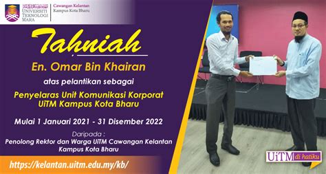 Maklumat korporat universiti teknologi mara motto usaha, taqwa, mulia visi permohonan pemberian bantuan elaun makan pelajar diploma uitm malaysia unit pentadbiran & profesional puan suriani musa puan norazura rahmat puan norainman binti. Universiti Teknologi MARA Kampus Kota Bharu