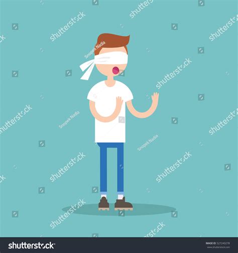 Young Blindfolded Ginger Hair Boy Trying Stock Vector Royalty Free
