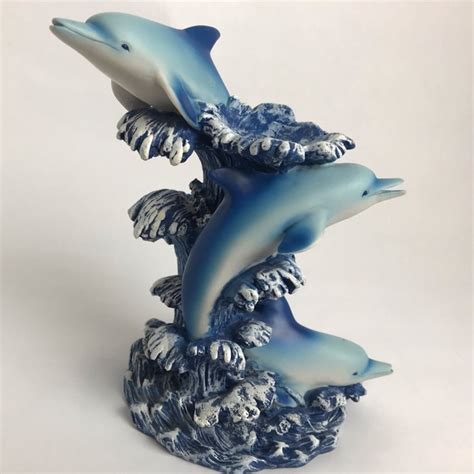 Vintage Dolphins Swimming Ceramic Figurine Collectibles Figurines