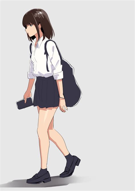 Yukiyoshi Mamizu Original 1girl Backpack Bag Black Footwear Black