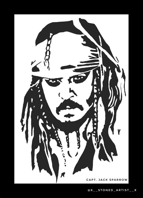 Capt Jack Sparrow Black Ink Art Black And White Art Drawing