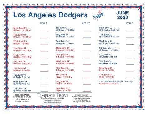 Dodger Schedule 2022 Printable Customize And Print