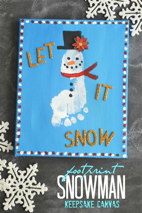 Footprint Snowman Keepsake Canvas Make And Takes