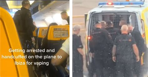 Viral Clip Shows Drunk Ryanair Passenger Being Arrested By Cops For Vaping On Flight Meaww