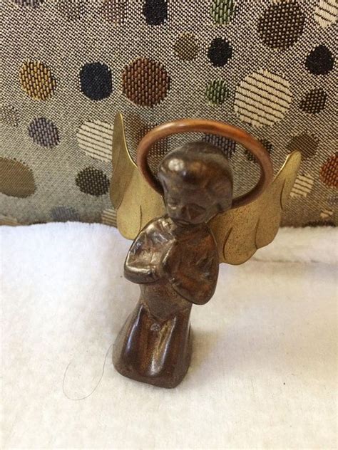 Vintage 2 Solid Brass Kneeling Angel Stamped Mexico Collectible Rare Solid Brass Early
