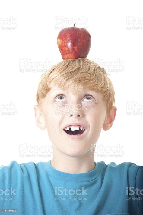 Apple Head Stock Photo Download Image Now Balance Blond Hair Blue