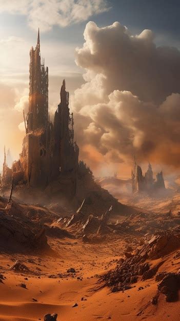 Premium Ai Image A Painting Of A Castle In The Desert
