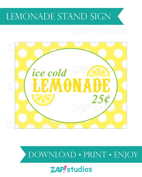 Printable Lemonade Stand Sign Diy Lemonade Stand Kids Etsy Canada