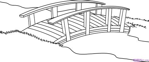 The beautiful, schist bridge found at 62nd street in central park, offering one of the best views of the new york city skyline, is known as the gapstow bridge. japanese garden coloring page | How to Draw a Bridge, Step ...