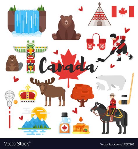 Canadian National Cultural Symbols Royalty Free Vector Image