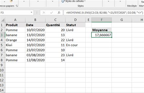 Excel Calculer La Moyenne Moyenne Moyennesi Moyennesiens