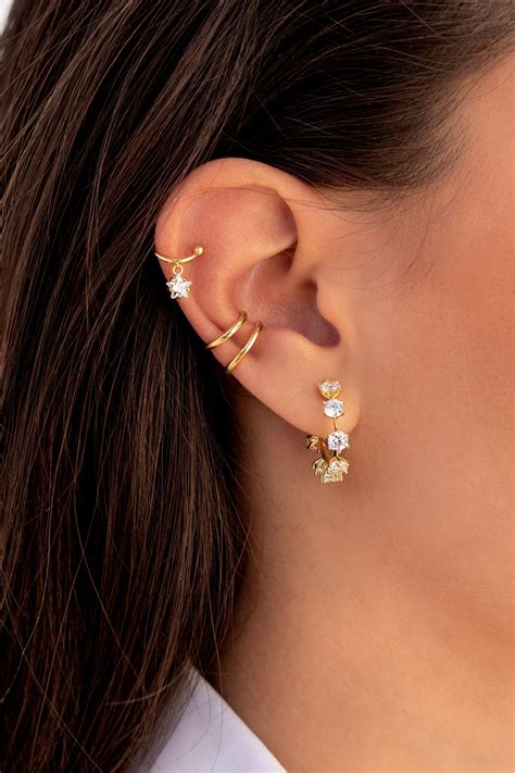 Ear Cuff Earrings With A Star Cz Charm Etsy Ear Cuff Earings Ear