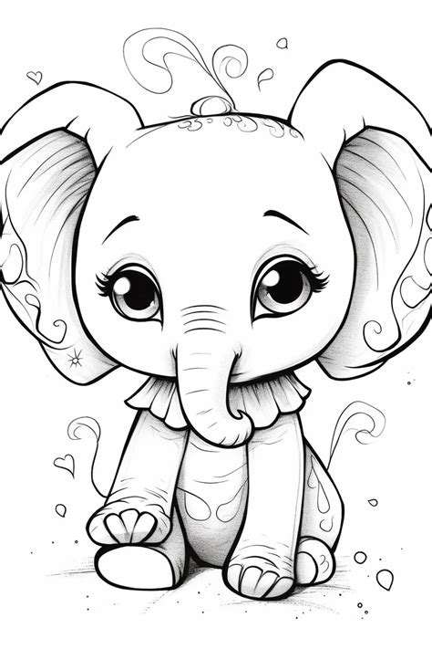 Easy Cute Baby Elephant Coloring Pages For Kids Free Printable