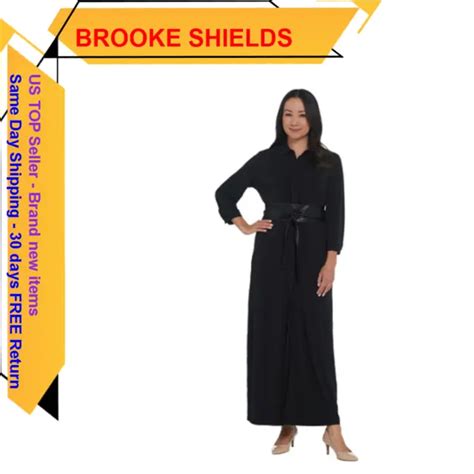 Brooke Shields Timeless Regular Knit Maxi Dress With Belt Black Xs 3998 Picclick