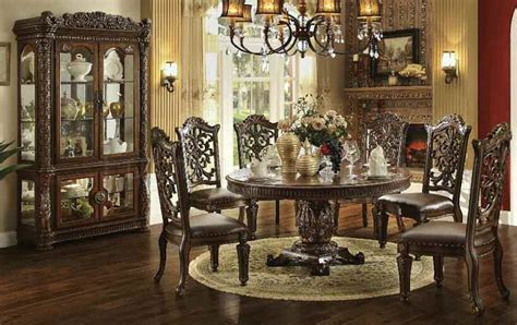 Modern dining room sets for your big family luxury home decor. Von Furniture | Vendome Large Round Formal Dining Room Set